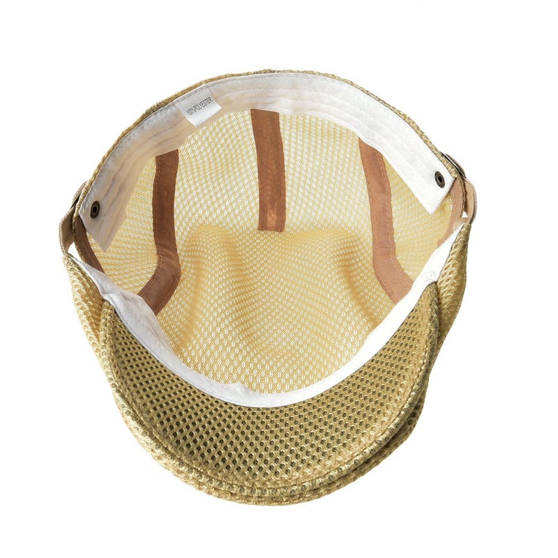 VOBOOM Men Breathable Mesh Summer Hat Adjustable Newsboy Beret Ivy Cabbie Flat Cap (Khaki) - Image 5